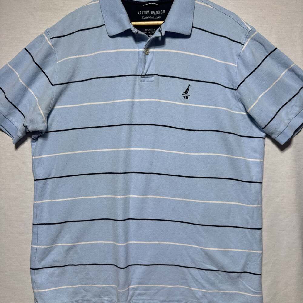 Nautica Men's Blue Striped Polo Shirt